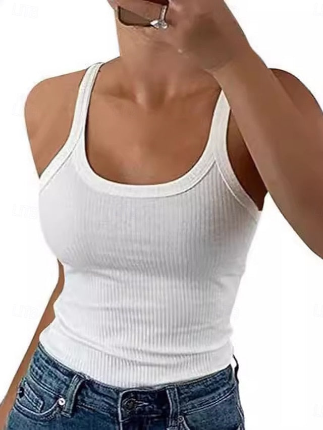 Women's Tank Top Plain Fashion Stylish Classic Sleeveless U