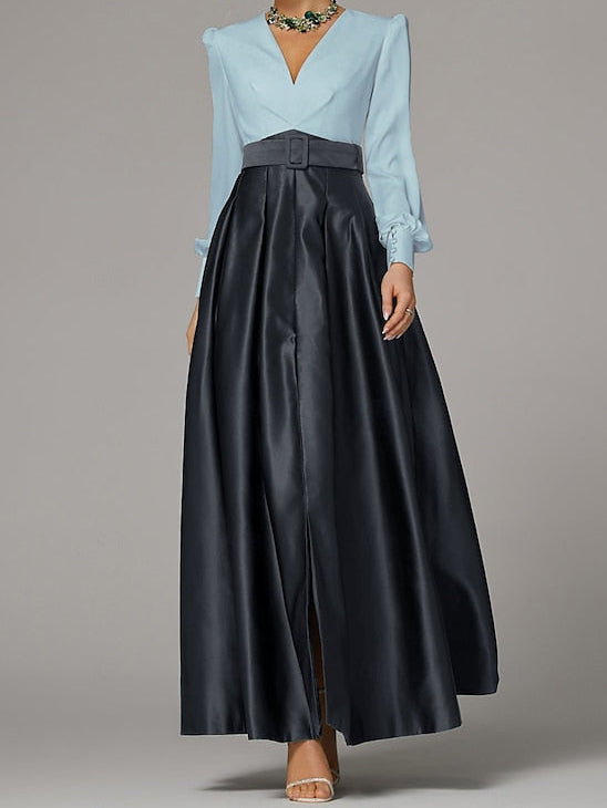 High Evening Wedding Guest Floor Formal A-Line Dress Split Gown