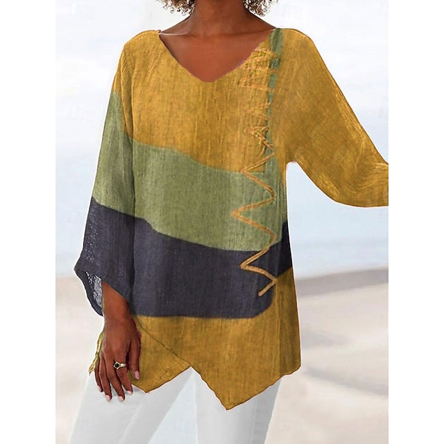 Women's Tunic Shirt Long Sleeve Asymmetrical Hem Blouse