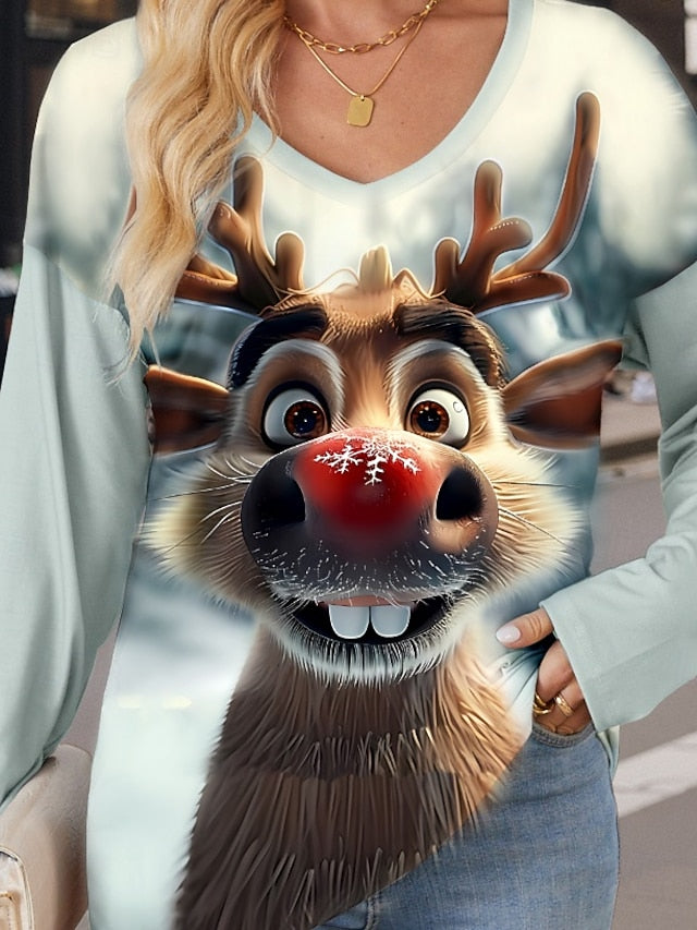 Women's T Shirt Modern Casual Print Long Sleeve Regular