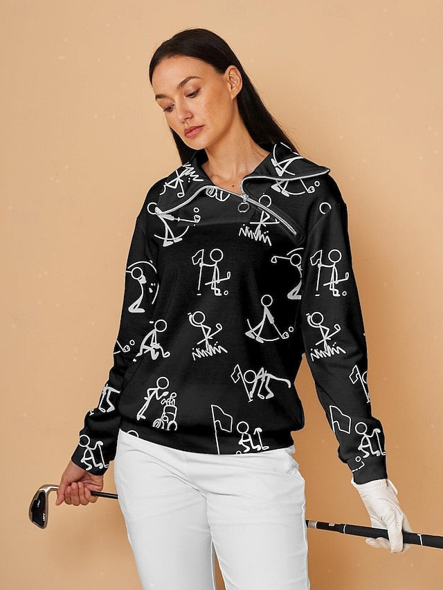 Women's Golf Pullover Sweatshirt Pink Long Sleeve Top