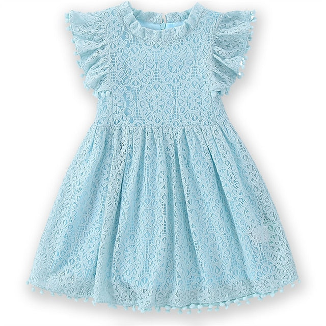 Solid Color Sleeve Girls' Short Party Dress Kids