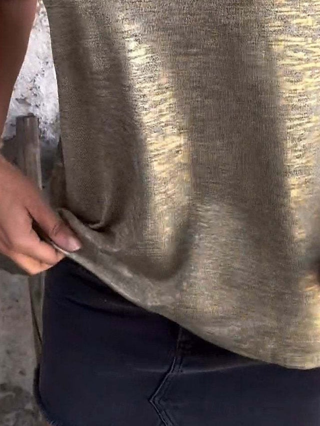 Women's T Shirt Sequins Plain Fashion Modern Casual Short