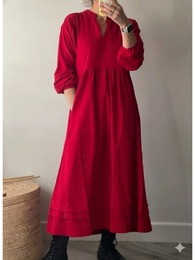 Women's Cotton Linen Maxi Dress Shift Dress A Line Dress