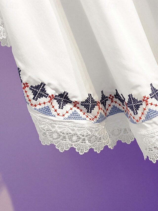 Women's Blouse Lace Embroidered Solid Color Bohemia