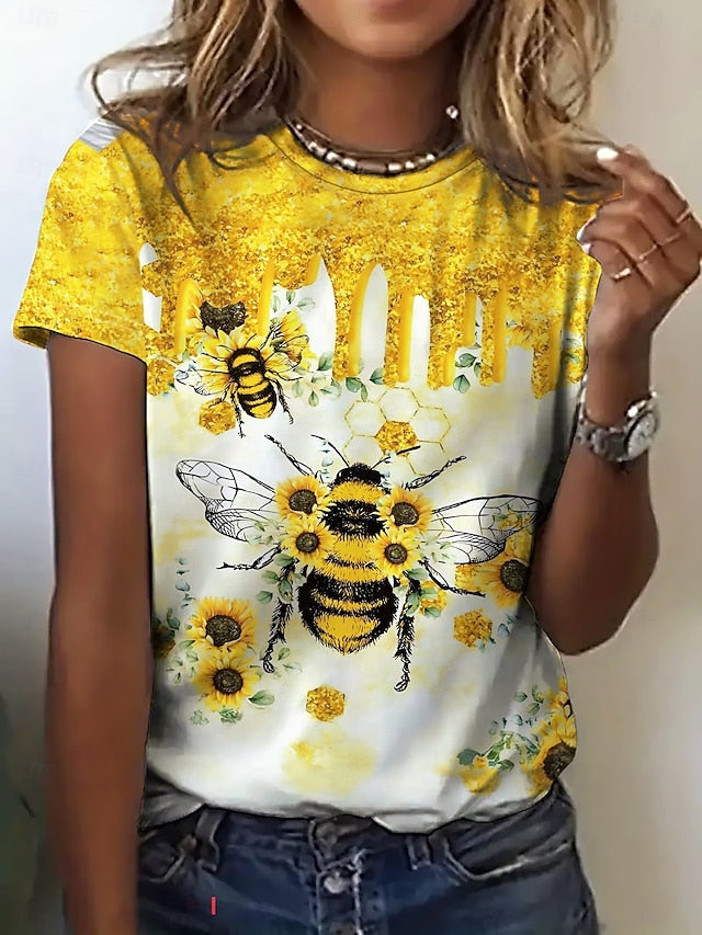 Women's T Shirt Print Graphic Animal Butterfly Vintage
