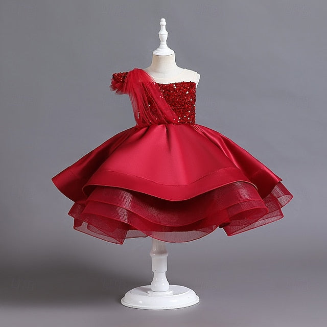 Girls' Dress Sleeveless Wedding Sequin Party Kids