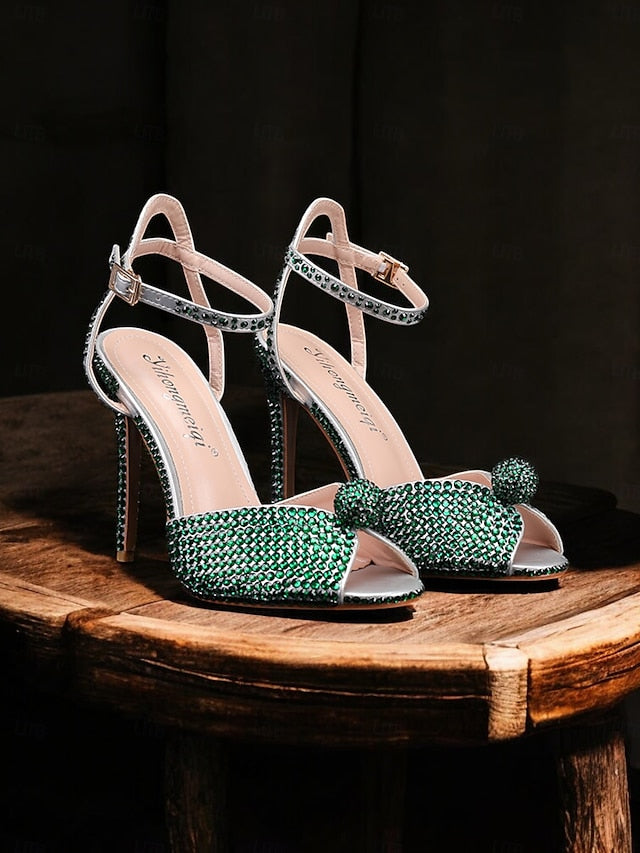 with Stiletto Embellished Heel Rhinestone Sandals Women's