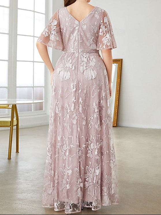 Dress V Size the Bride Mother Curve of Elegant Plus Neck