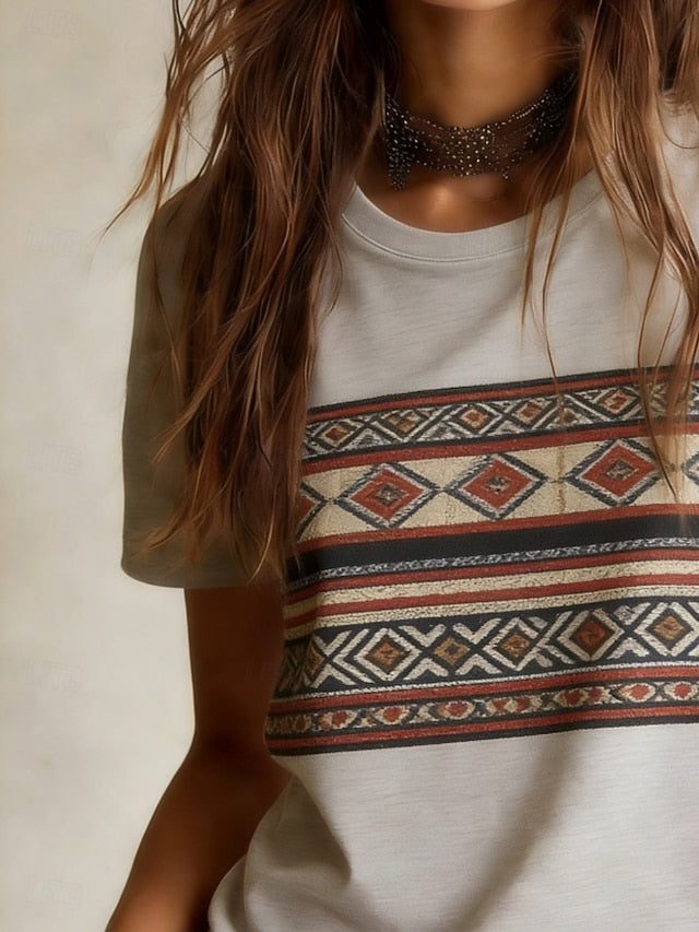Women's T Shirt Tee Top Print Graphic Geometric Bohemia