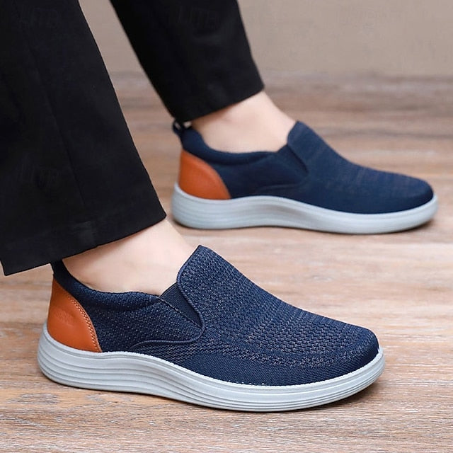 Knit Breathable Men's Navy Slip-On – Sneakers Stretch