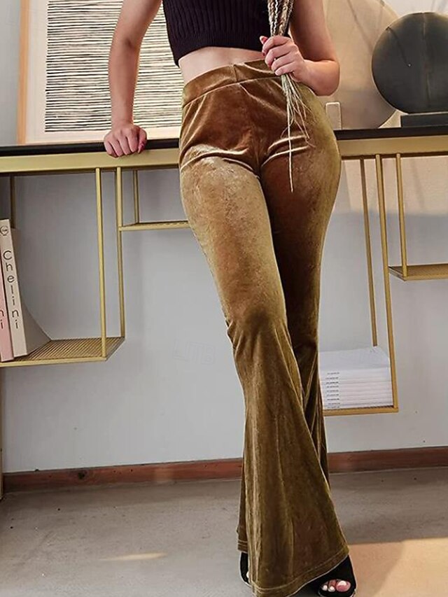 Women's Corduroy Pants Bell Bottom Streetwear Casual Full