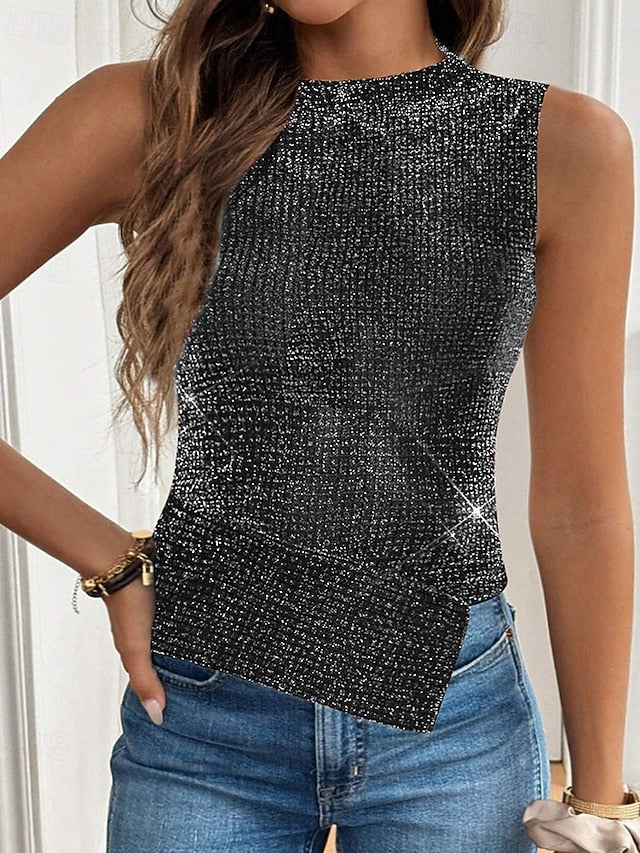 Women's T Shirt Tee Top Patchwork Solid Color Fashion