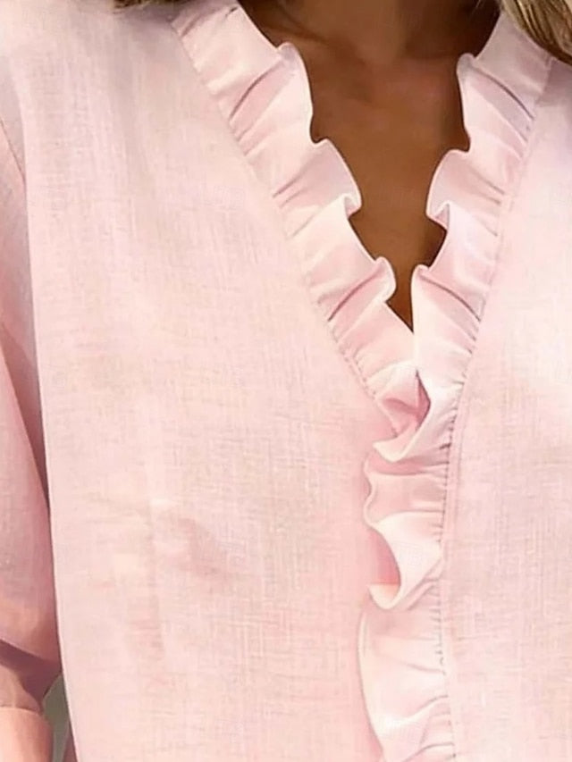 Women's Shirt Cotton Linen Shirts Blouse Plain Vintage