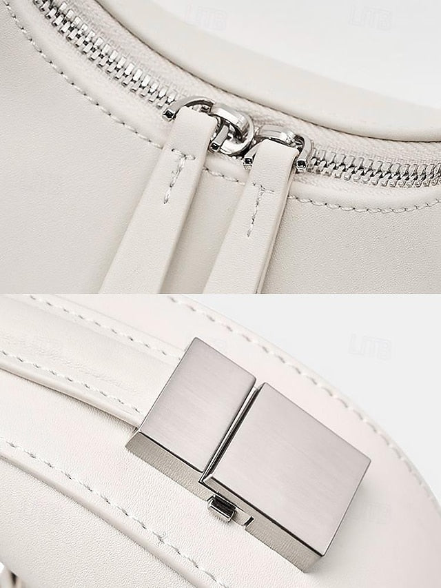 - Hobo Elegant Hardware Bag Ivory Sleek with Silver Crescent