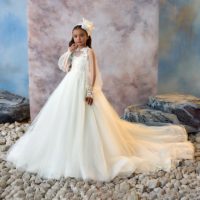 Solid Girls' Color Party Dress Kids Communion First