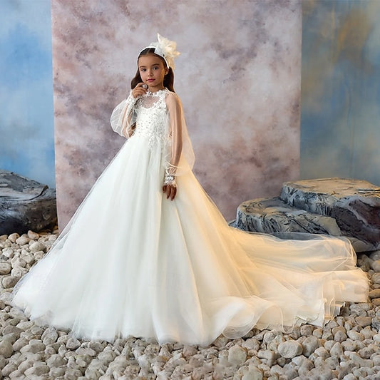 Solid Girls' Color Party Dress Kids Communion First