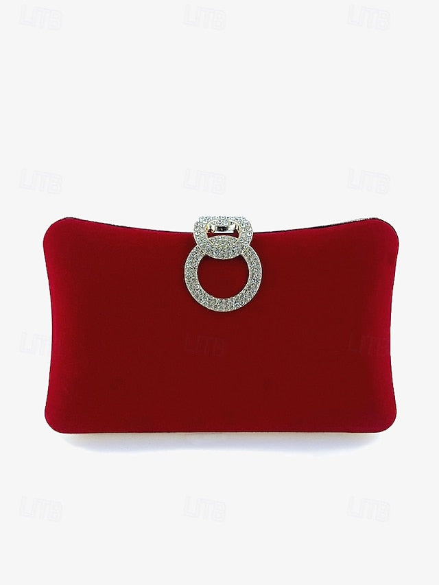 Rhinestone Velvet with Women's Ring Elegant Bag Blue Clutch