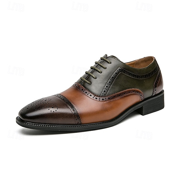 Oxford – and Leather Black Wingtip Shoes Faux Men's Brown