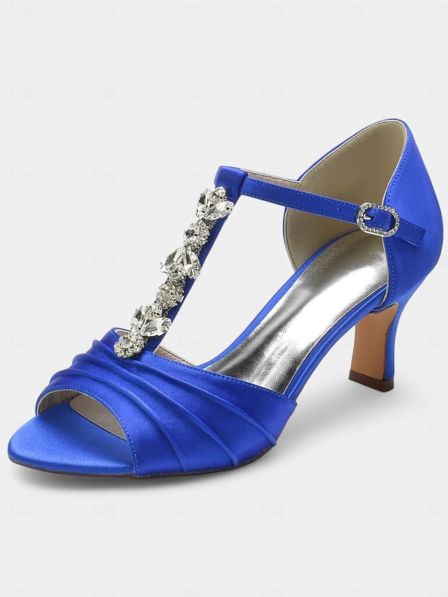 Detail Bridal Crystal Open-Toe Satin with – White Heels