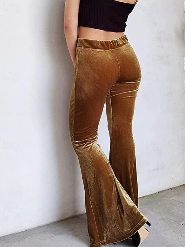 Women's Corduroy Pants Bell Bottom Streetwear Casual Full