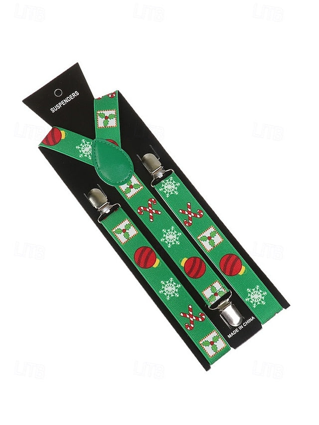 Suspenders Men's Christmas with Snowman