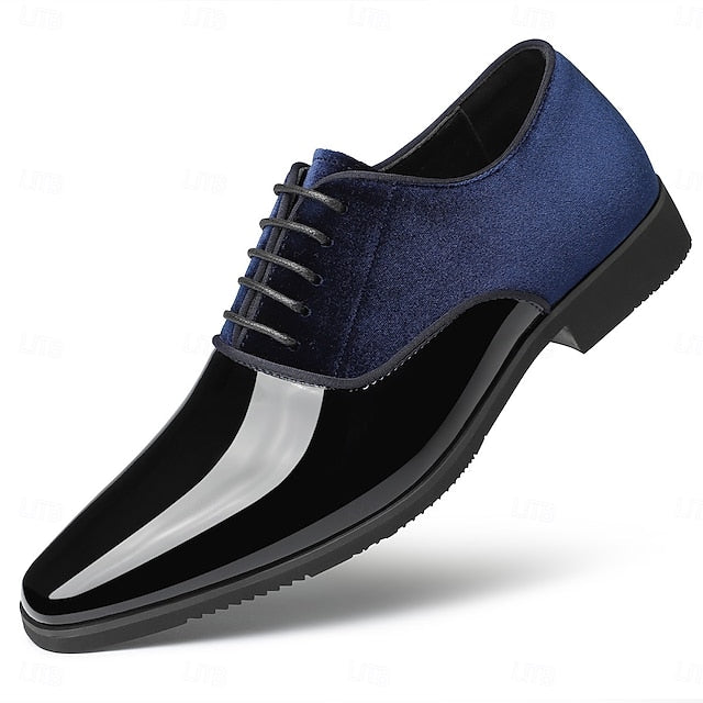 Men's Blue Finish White Glossy with and Shoes Velvet