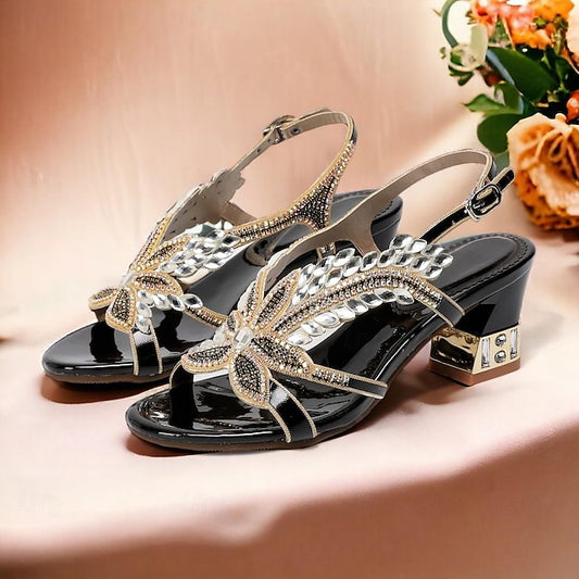 Party Shoes Rhinestone Round Wedding Sandals Women's Toe