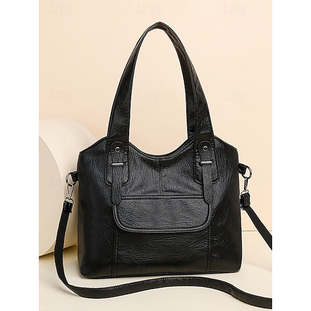 Sac fourre-tout en similicuir marron pour femme avec double compartiment vintage