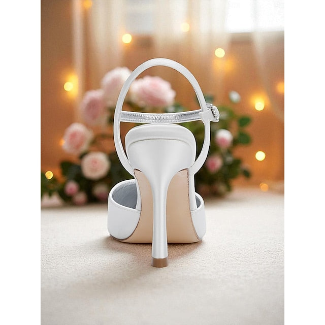Green Strap Ankle - Women's Stiletto Heels with Satin