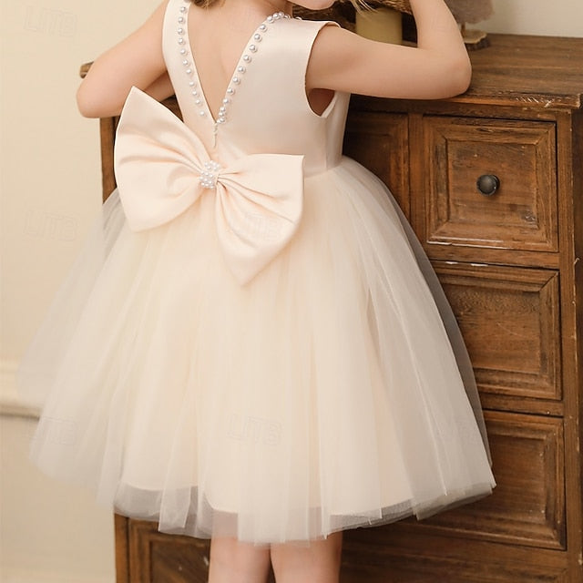 Wedding Dress Color Solid Sleeveless Party Kids Girls'