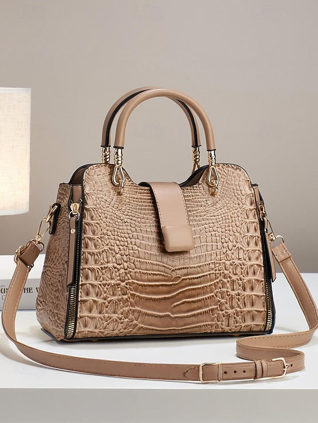 Women's Croc-Embossed Top-Handle Satchel – Structured