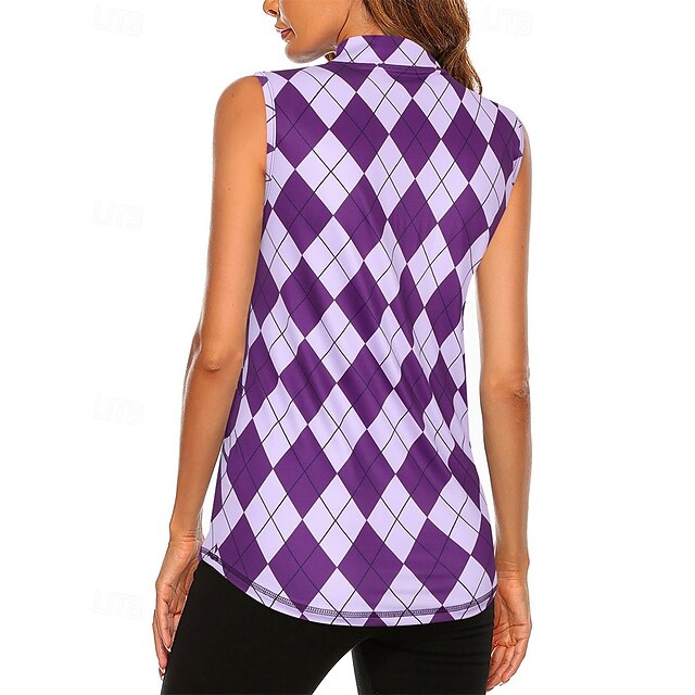 Women's Graphic Plaid / Check Sport Shirt Golf Polo Shirt