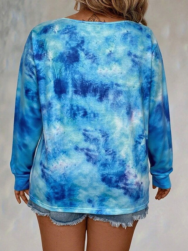 Women's Blouse Patchwork Tie Dye Elegant Casual Long Sleeve
