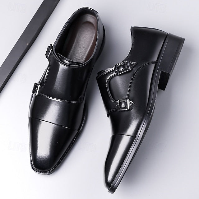 Leather Monk Double Strap Elegant Men's  – Shoes