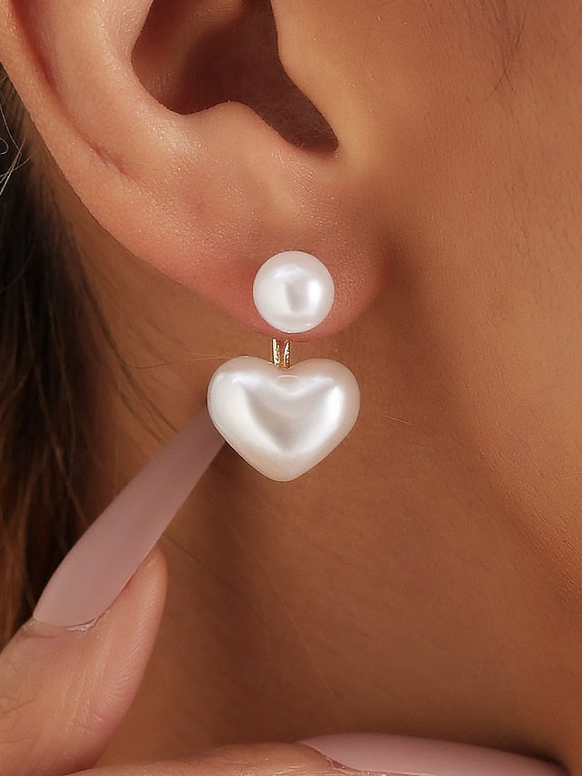 Pearl Earrings – Minimalist Elegant Drop Romantic Heart-Shaped