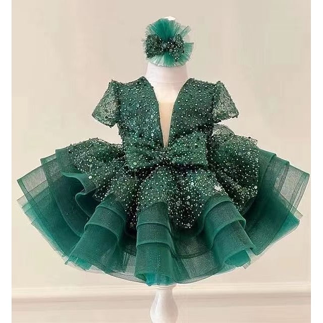 Dress Girl Sequin Party Long Girls' Kids Flower