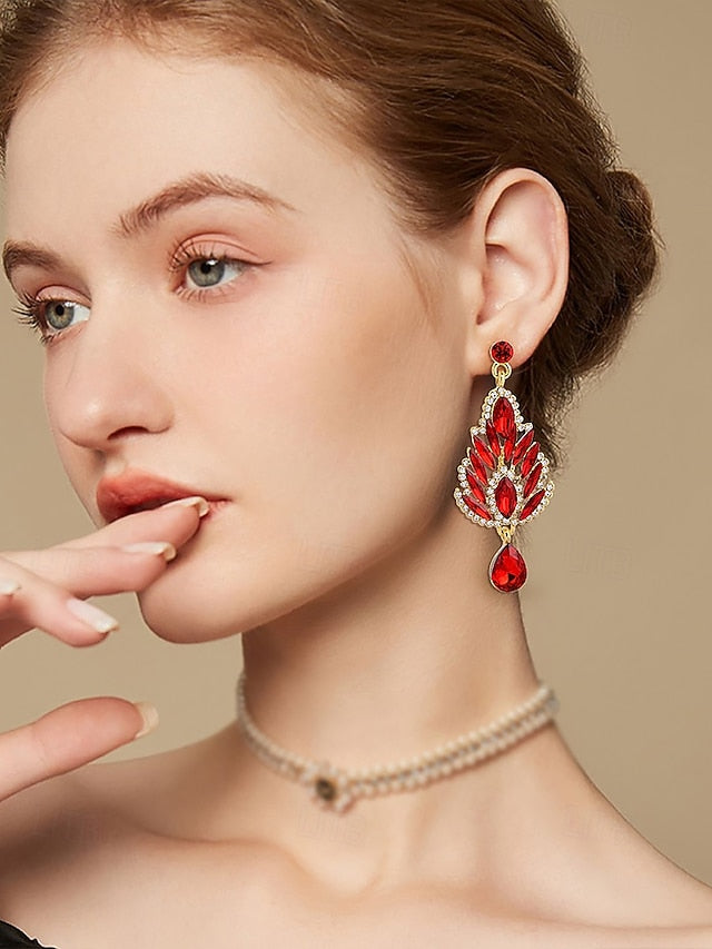 – Women's Emerald Crystal Drop Earrings Green