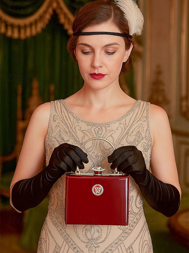 Evening Handbag Patent Burgundy with Leather Women's Gold