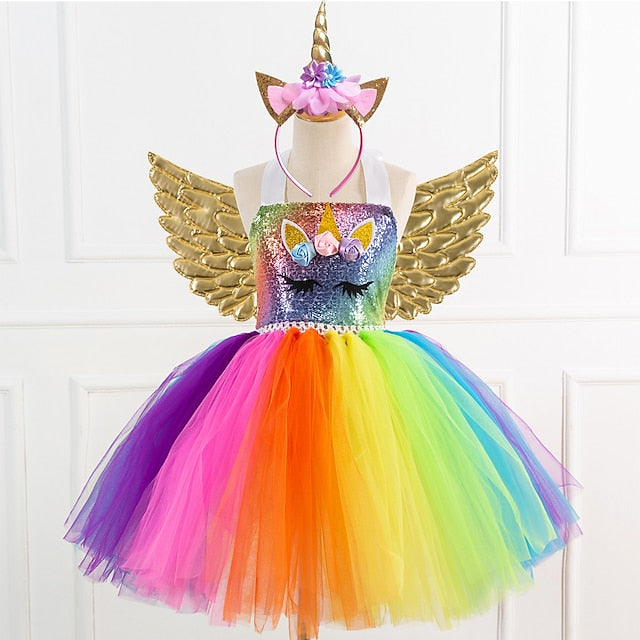 Unicorn Headband Movie Girls' Wings Cosplay Dress Dance