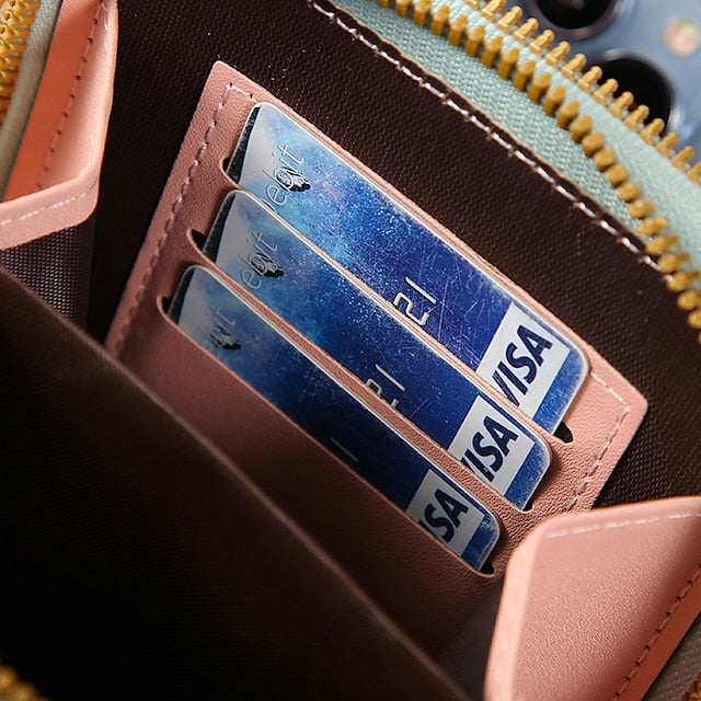 Sac à bandoulière pour téléphone portable, portefeuille pour femme, porte-monnaie
