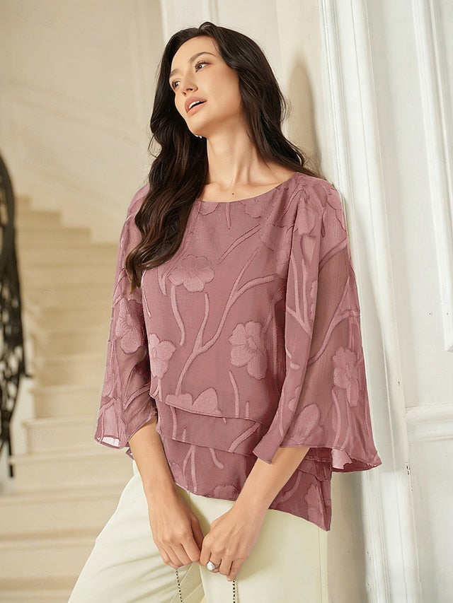 Women's Lace Shirt Blouse Dressy Tops Chiffon Tops