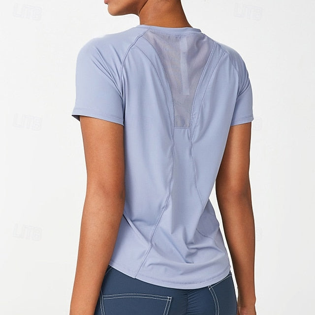 Women's Gym Shirt Running Shirt Mesh Short Sleeve Top