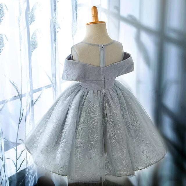 Party Dress Sleeve Short Kids Girls' Solid Color