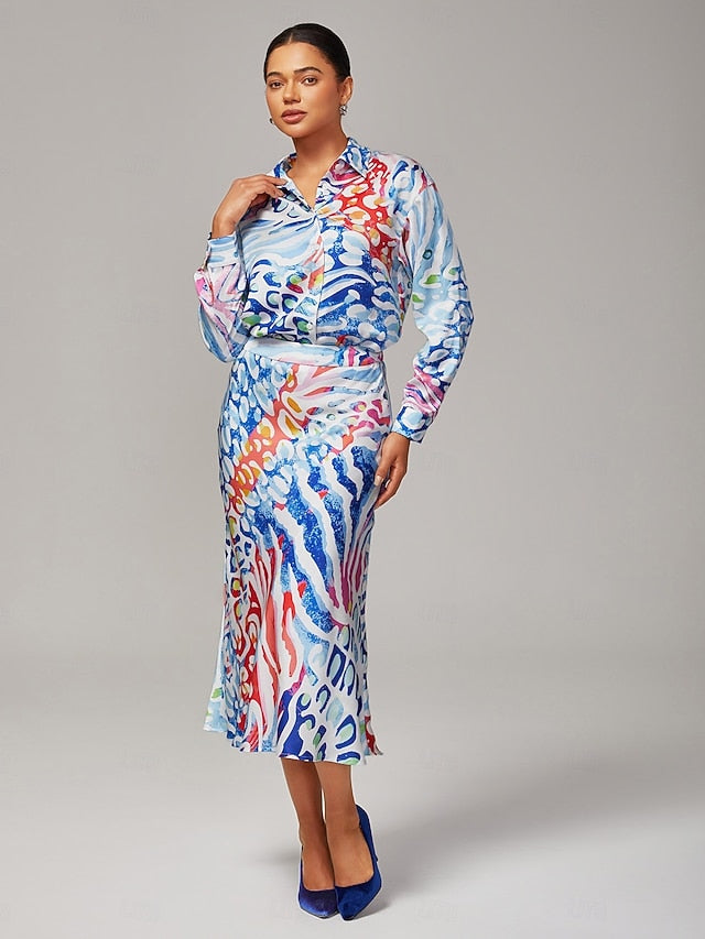 Women's Watercolor Leopard Print Satin Loose Short Shirt