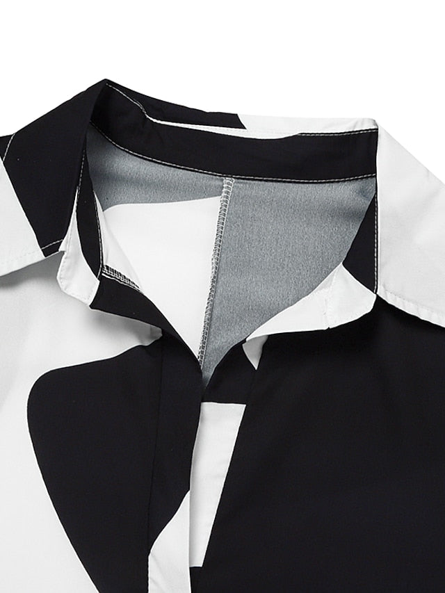 Women's Shirt Dress Casual Dress Shift Dress Color Block