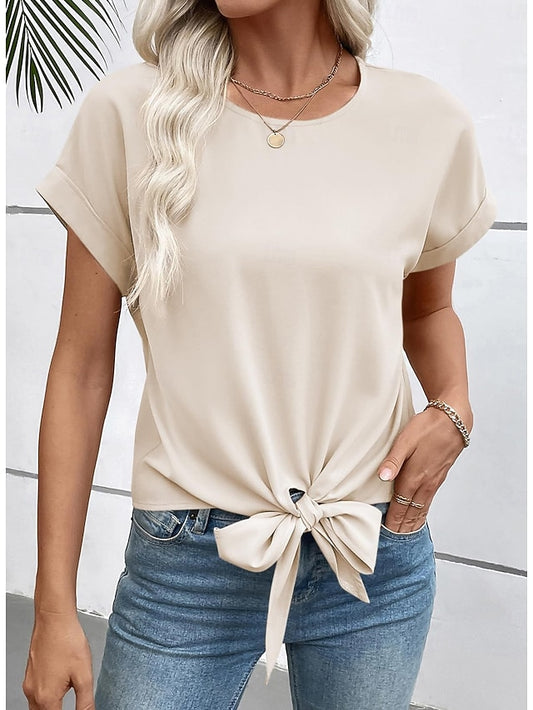 Women's Blouse Solid Color Elegant Stylish Basic Short