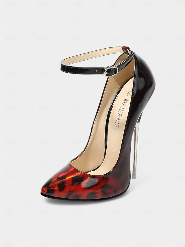 – Women's Leopard Red Print Pumps Stiletto Patent Sexy