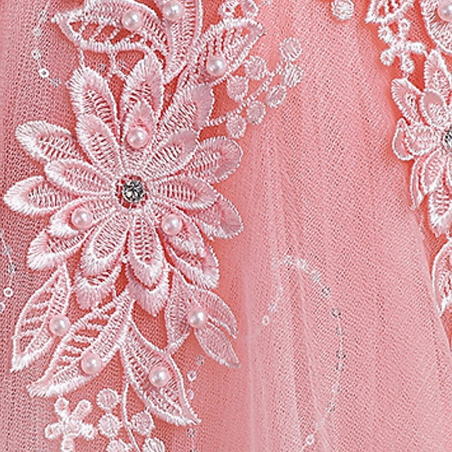 Kids A Floral Line Colored Girls' Solid Dress