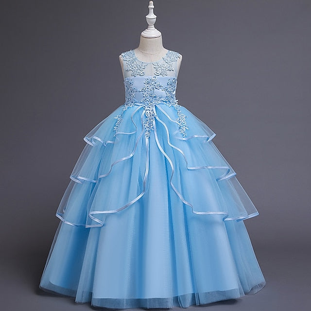 Sleeveless Party Dress Color Girls' Kids Solid